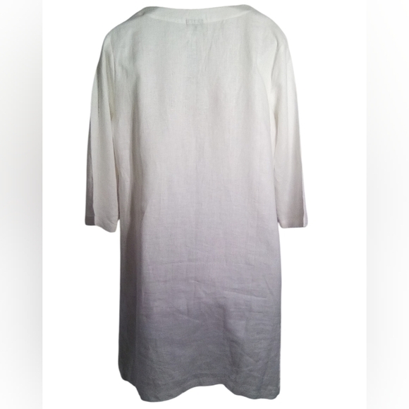 Talbots Women's Beaded V Neck Coral Tree Tunic Breezy 3/4 Sleeve Linen Dress S, - Picture 7 of 8